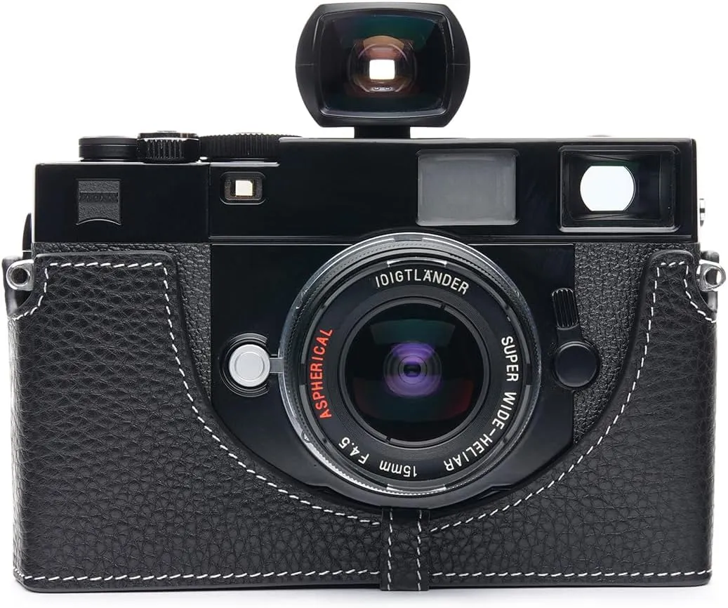 Handmade Genuine Real Leather Half Camera Case Bag Cover for ZEISS IKON ZM SW Black Color