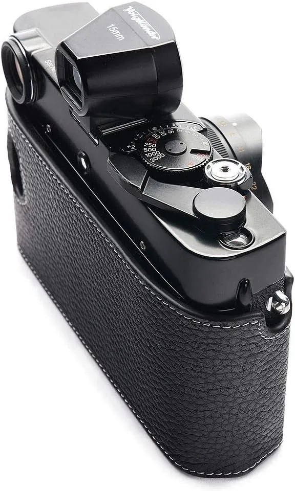 Handmade Genuine Real Leather Half Camera Case Bag Cover for ZEISS IKON ZM SW Black Color