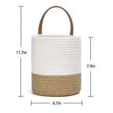 handmakers Duo of Rustic Elegance: 2-Pack Hanging Woven Jute Rope Baskets