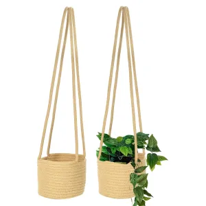 Hanging Planter Basket Indoor, Woven Macrame Plant Basket with 28" Hanging Rope - Brown - 2 Pack