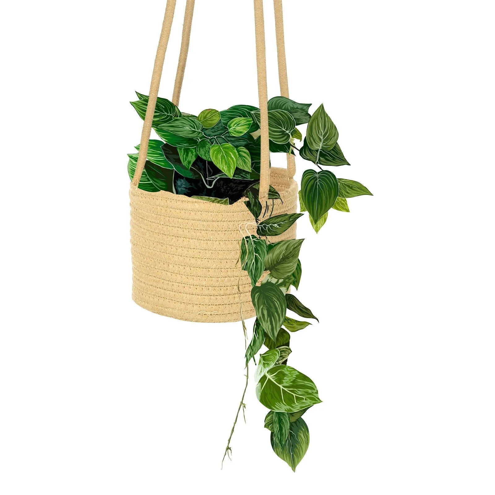 Hanging Planter Basket Indoor, Woven Macrame Plant Basket with 28" Hanging Rope - Brown - 2 Pack