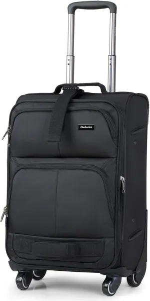 Hanke Softside Expandable Carry On Luggage with spinner wheels, Multi-function Tsa Approved Luggage,Black,Carry-On 20-Inch