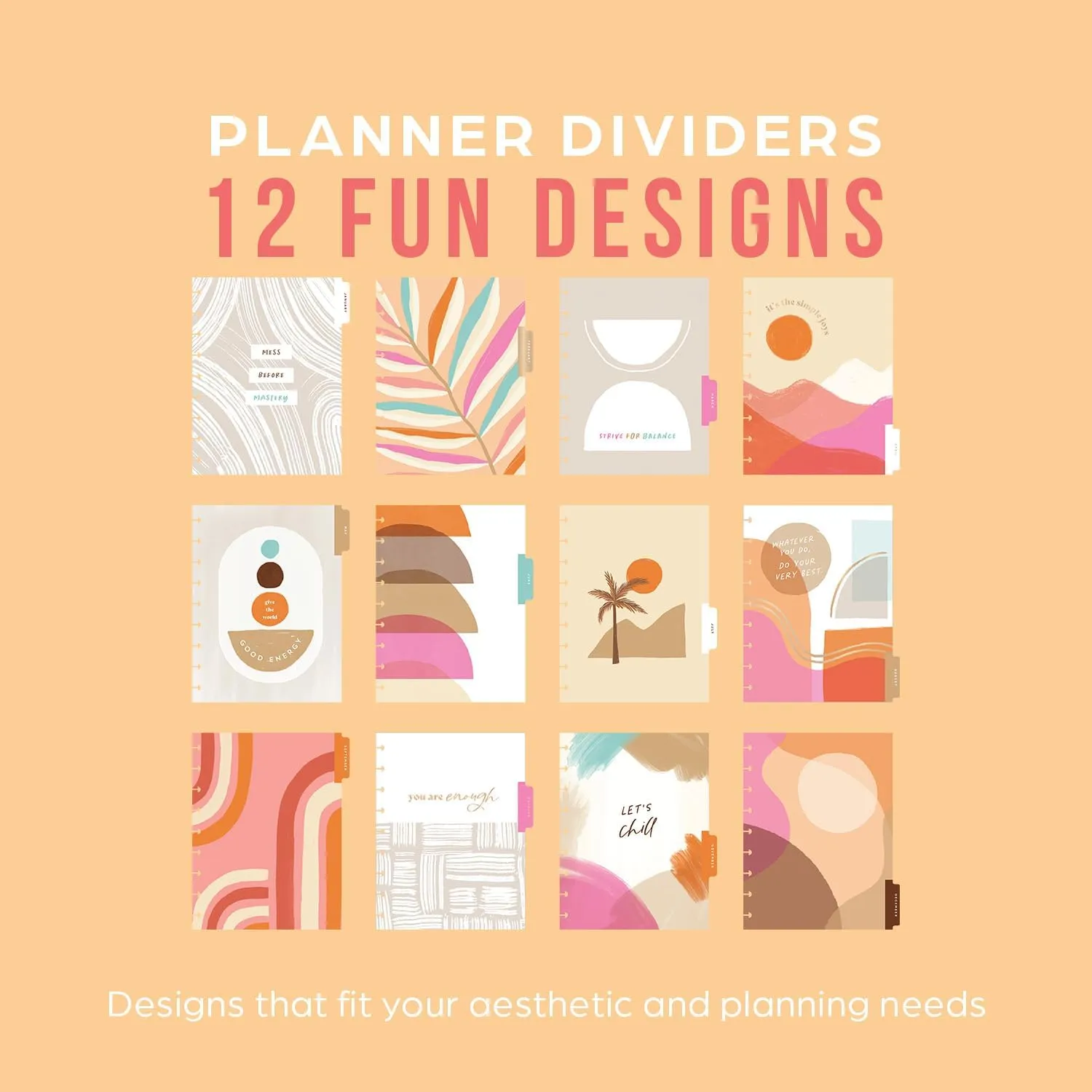 Happy Planner Disc-Bound 12-Month Diary, January 2024–December 2024 Daily, Weekly, and Monthly Diary, Classic Size, Wellness Layout, Organic Wellness Theme, 17.78 Centimetres x 23.50 Centimetres
