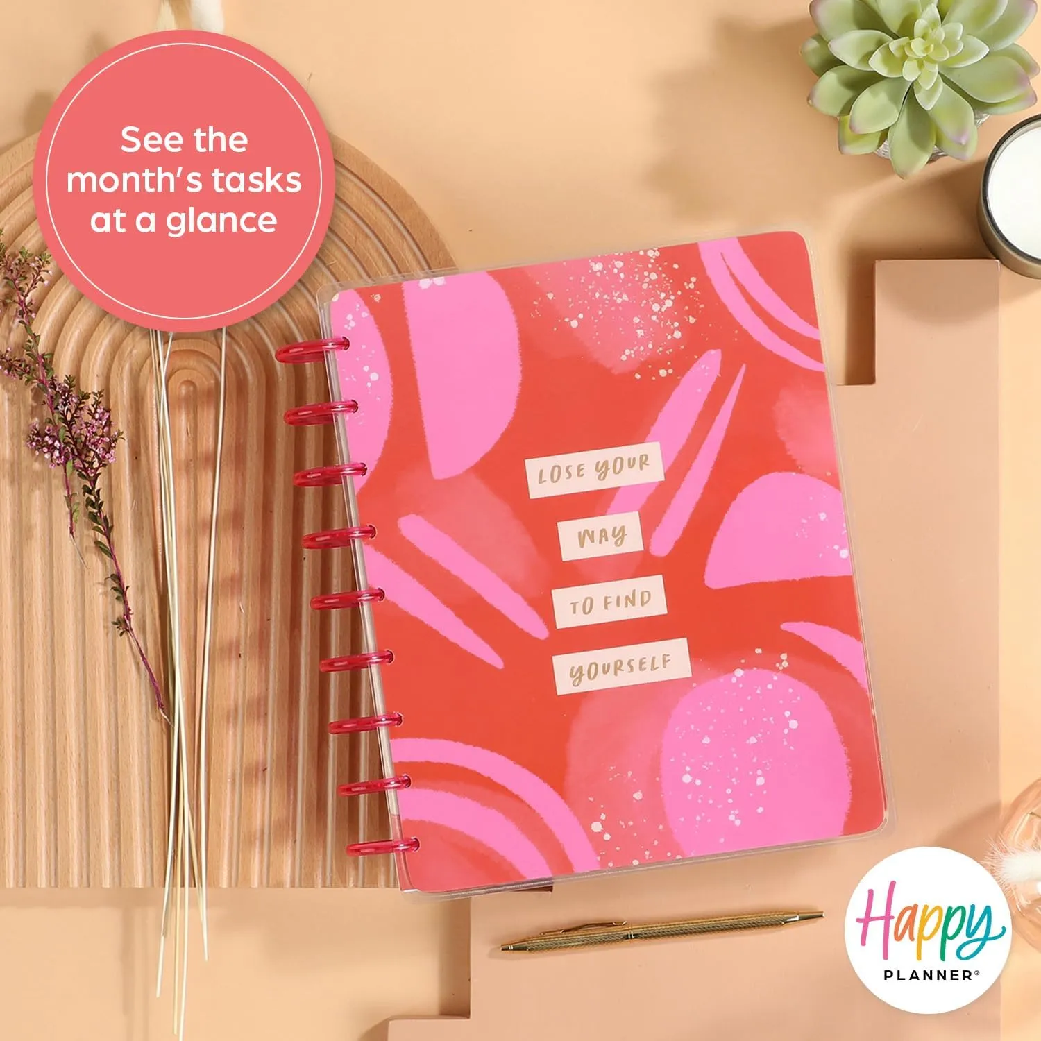 Happy Planner Disc-Bound 12-Month Diary, January 2024–December 2024 Daily, Weekly, and Monthly Diary, Classic Size, Wellness Layout, Organic Wellness Theme, 17.78 Centimetres x 23.50 Centimetres