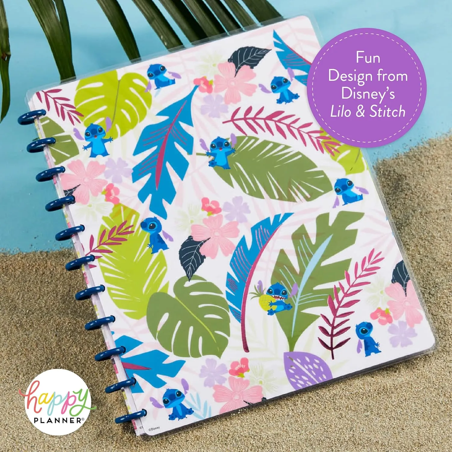 Happy Planner Disney Aloha Stitch Notebook, Lilo and Stitch Undated Journal for School or the Office, Disc-Bound Notebook Journal Exclusively Sold on Amazon, Big Size, 11" x 8.5", 60 Sheets