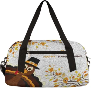 Happy Thanksgiving Cartoon Turkey Kids Duffel Bag for Girls Boys Teens, Turkey Oil Painting Dance Bag Overnight Small Duffel Bag Carry On Weekend Sports Gym Travel Bag for School Practice Gymnastics Ballet