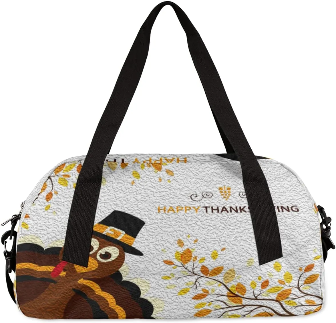 Happy Thanksgiving Cartoon Turkey Kids Duffel Bag for Girls Boys Teens, Turkey Oil Painting Dance Bag Overnight Small Duffel Bag Carry On Weekend Sports Gym Travel Bag for School Practice Gymnastics Ballet