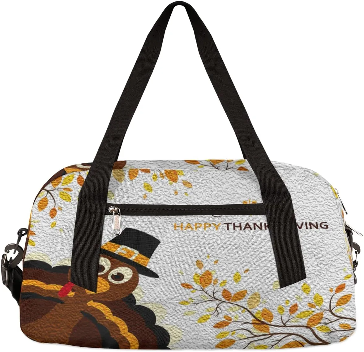 Happy Thanksgiving Cartoon Turkey Kids Duffel Bag for Girls Boys Teens, Turkey Oil Painting Dance Bag Overnight Small Duffel Bag Carry On Weekend Sports Gym Travel Bag for School Practice Gymnastics Ballet