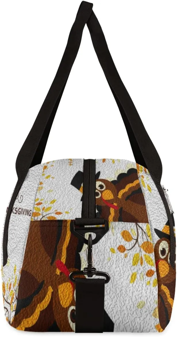 Happy Thanksgiving Cartoon Turkey Kids Duffel Bag for Girls Boys Teens, Turkey Oil Painting Dance Bag Overnight Small Duffel Bag Carry On Weekend Sports Gym Travel Bag for School Practice Gymnastics Ballet