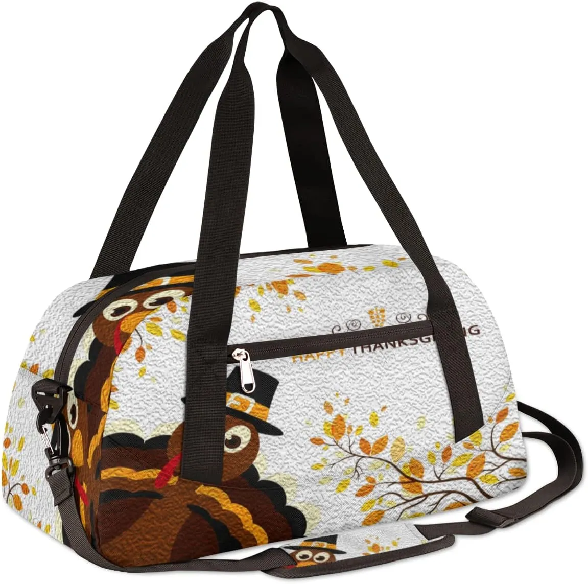 Happy Thanksgiving Cartoon Turkey Kids Duffel Bag for Girls Boys Teens, Turkey Oil Painting Dance Bag Overnight Small Duffel Bag Carry On Weekend Sports Gym Travel Bag for School Practice Gymnastics Ballet