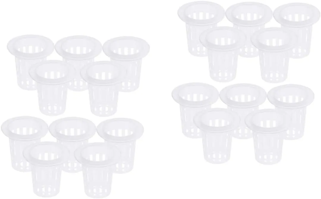 Happyyami 2sets Hydroponic Grow Baskets Plant Net Pots for Soilless Culture Plastic Baskets Cups for Hydroponics/aquaponics 20pcs*2