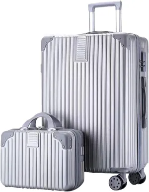 Hardside Luggage, High Volume Swivel Wheel Trolley Case, Space Separation Design, Resistant To Drop And Pressure (Color : 22 Bag, Size : Silver)