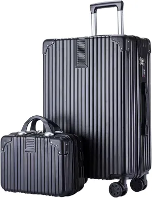 Hardside Luggage, High Volume Swivel Wheel Trolley Case, Space Separation Design, Resistant To Drop And Pressure (Color : 24 Bag, Size : Black)