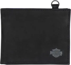 Harley-Davidson Men's B&S Bi-Fold Leather Wallet w/RFID Protection - Black