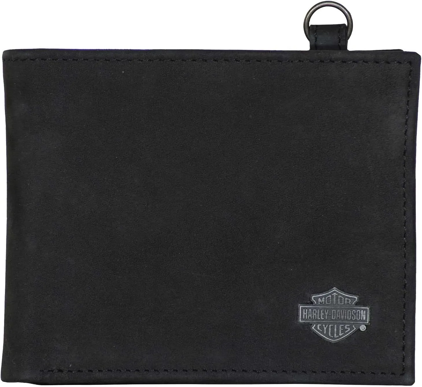 Harley-Davidson Men's B&S Bi-Fold Leather Wallet w/RFID Protection - Black
