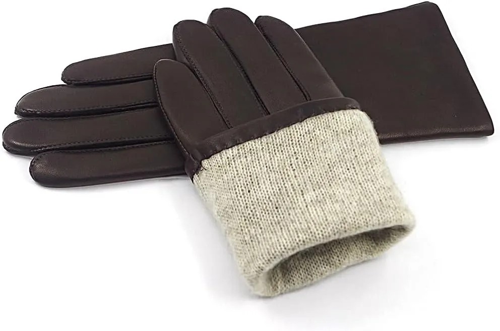 Harssidanzar Women's Nappa Lambskin Genuine Soft Leather Lined Cashmere Gloves GL006