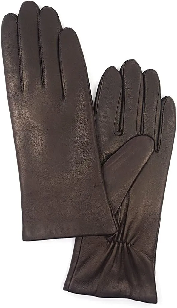 Harssidanzar Women's Nappa Lambskin Genuine Soft Leather Lined Cashmere Gloves GL006
