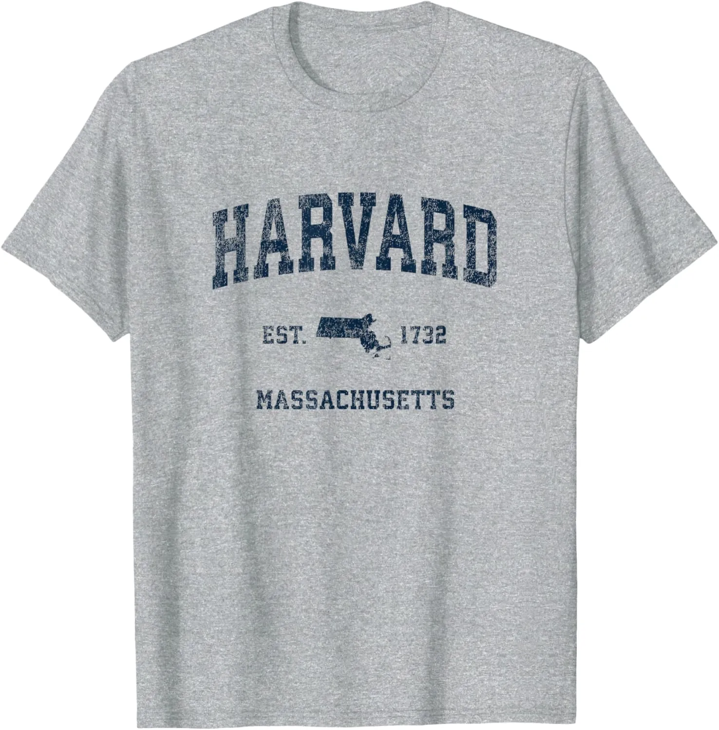 Harvard Massachusetts MA Vintage Sports Design Navy Print T-Shirt
