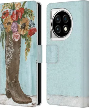 Head Case Designs Officially Licensed Haley Bush Boot Floral Painting Leather Book Wallet Case Cover Compatible with OnePlus Ace 3 5G