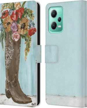 Head Case Designs Officially Licensed Haley Bush Boot Floral Painting Leather Book Wallet Case Cover Compatible with Xiaomi Redmi Note 12 5G
