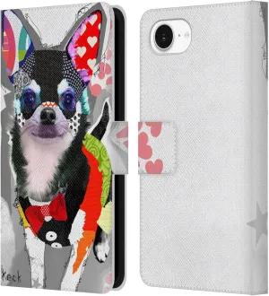 Head Case Designs Officially Licensed Michel Keck Chihuahua Dogs 3 Leather Book Wallet Case Cover Compatible with Apple iPhone 16e
