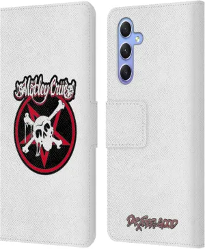 Head Case Designs Officially Licensed Motley Crue Dr. Feelgood Skull Logos Leather Book Wallet Case Cover Compatible with Samsung Galaxy A34 5G