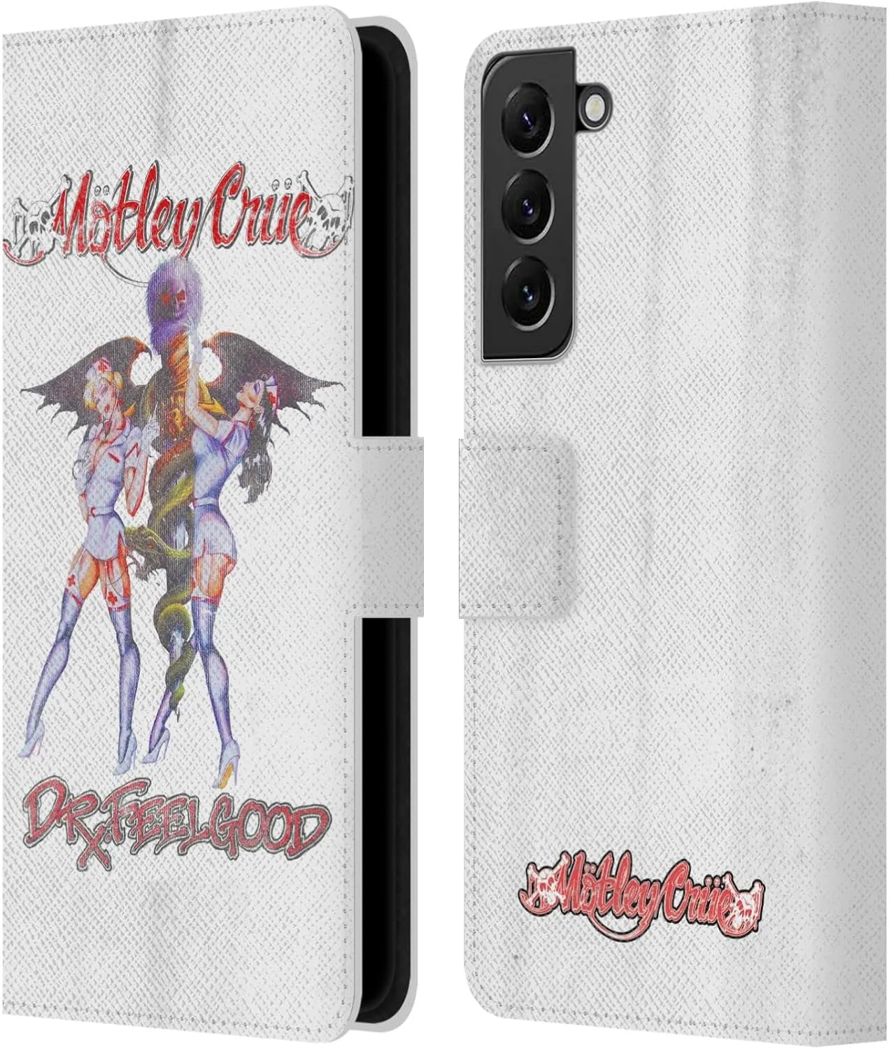 Head Case Designs Officially Licensed Motley Crue Dr. Feelgood Vintage Key Art Leather Book Wallet Case Cover Compatible with Samsung Galaxy S22  5G