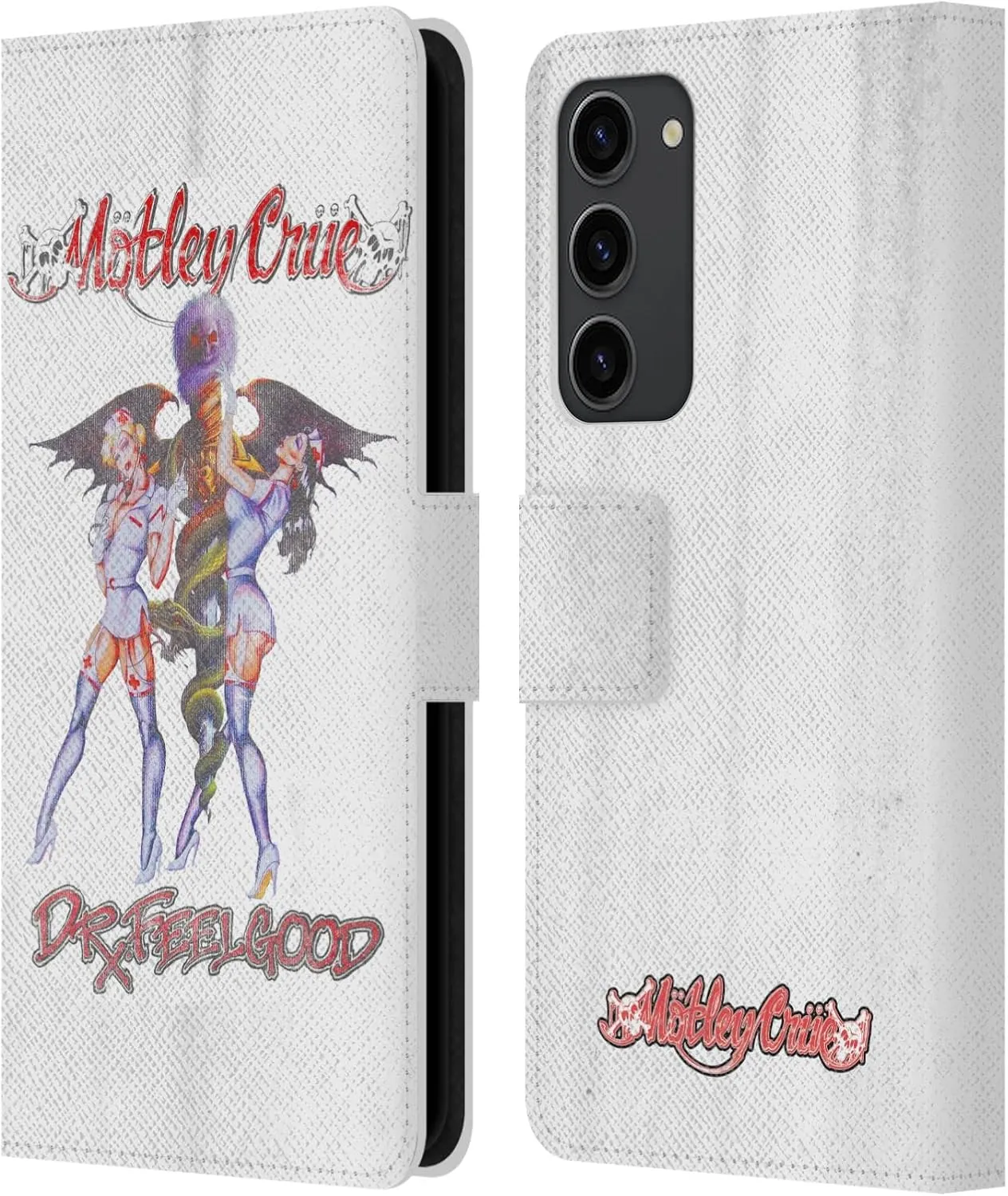 Head Case Designs Officially Licensed Motley Crue Dr. Feelgood Vintage Key Art Leather Book Wallet Case Cover Compatible with Samsung Galaxy S23  5G