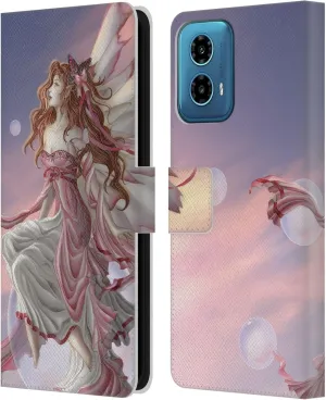 Head Case Designs Officially Licensed Nene Thomas Daybreak Pink Fairy Bubbles Leather Book Wallet Case Cover Compatible with Motorola Moto G34 5G
