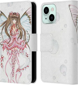 Head Case Designs Officially Licensed Nene Thomas Pink Champagne Anime Fairies Leather Book Wallet Case Cover Compatible with Apple iPhone 13 Mini