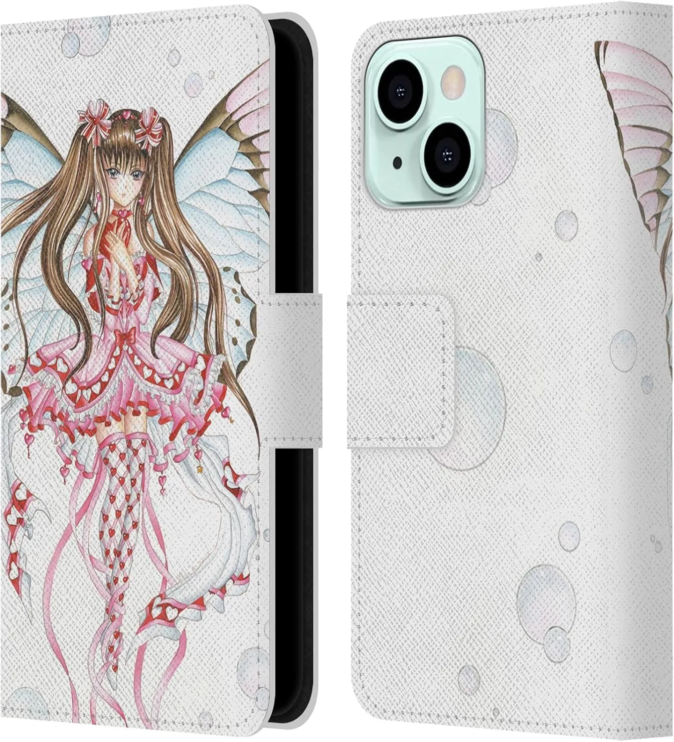 Head Case Designs Officially Licensed Nene Thomas Pink Champagne Anime Fairies Leather Book Wallet Case Cover Compatible with Apple iPhone 13 Mini