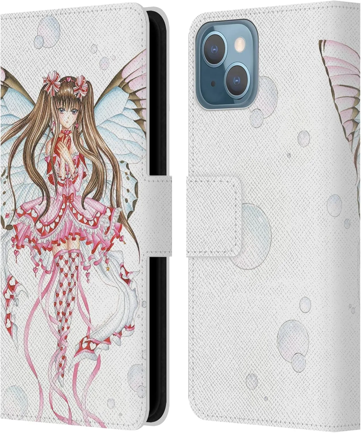 Head Case Designs Officially Licensed Nene Thomas Pink Champagne Anime Fairies Leather Book Wallet Case Cover Compatible with Apple iPhone 13
