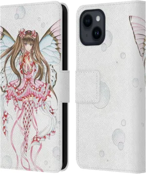 Head Case Designs Officially Licensed Nene Thomas Pink Champagne Anime Fairies Leather Book Wallet Case Cover Compatible with Apple iPhone 15