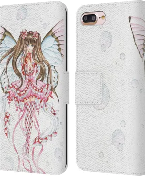 Head Case Designs Officially Licensed Nene Thomas Pink Champagne Anime Fairies Leather Book Wallet Case Cover Compatible with Apple iPhone 7 Plus/iPhone 8 Plus