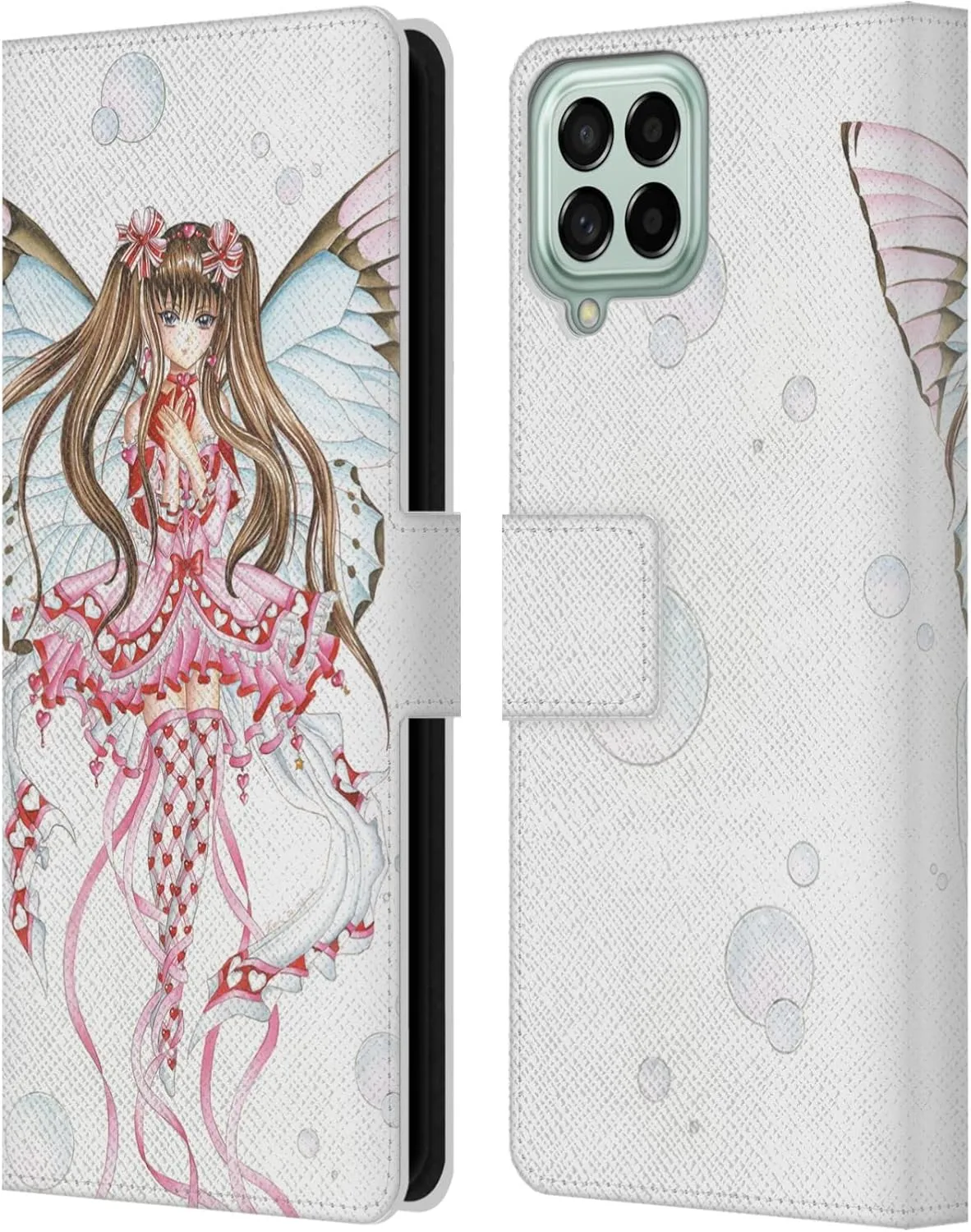 Head Case Designs Officially Licensed Nene Thomas Pink Champagne Anime Fairies Leather Book Wallet Case Cover Compatible with Samsung Galaxy M33 (2022)