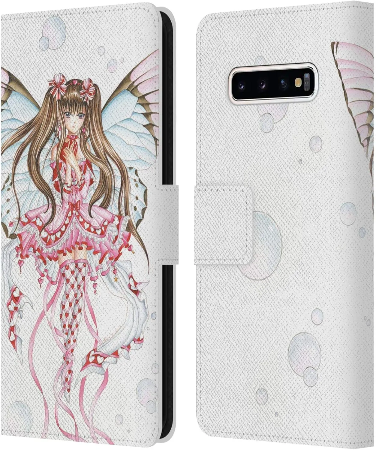 Head Case Designs Officially Licensed Nene Thomas Pink Champagne Anime Fairies Leather Book Wallet Case Cover Compatible with Samsung Galaxy S10  / S10 Plus