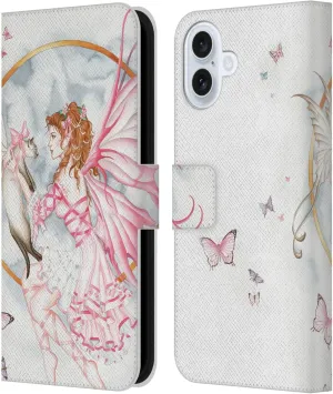Head Case Designs Officially Licensed Nene Thomas The Gift Pink with Cat Fairies Leather Book Wallet Case Cover Compatible with Apple iPhone 16 Plus