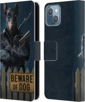 Head Case Designs Officially Licensed Vincent HIE Beware of Dog Canidae Leather Book Wallet Case Cover Compatible with Apple iPhone 13