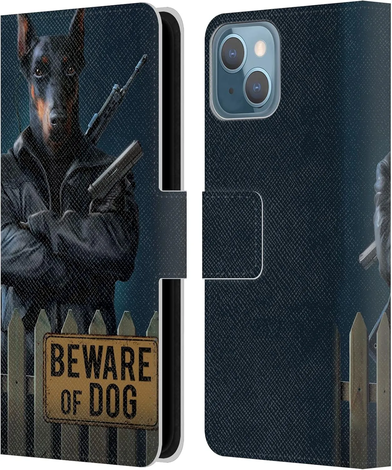 Head Case Designs Officially Licensed Vincent HIE Beware of Dog Canidae Leather Book Wallet Case Cover Compatible with Apple iPhone 13