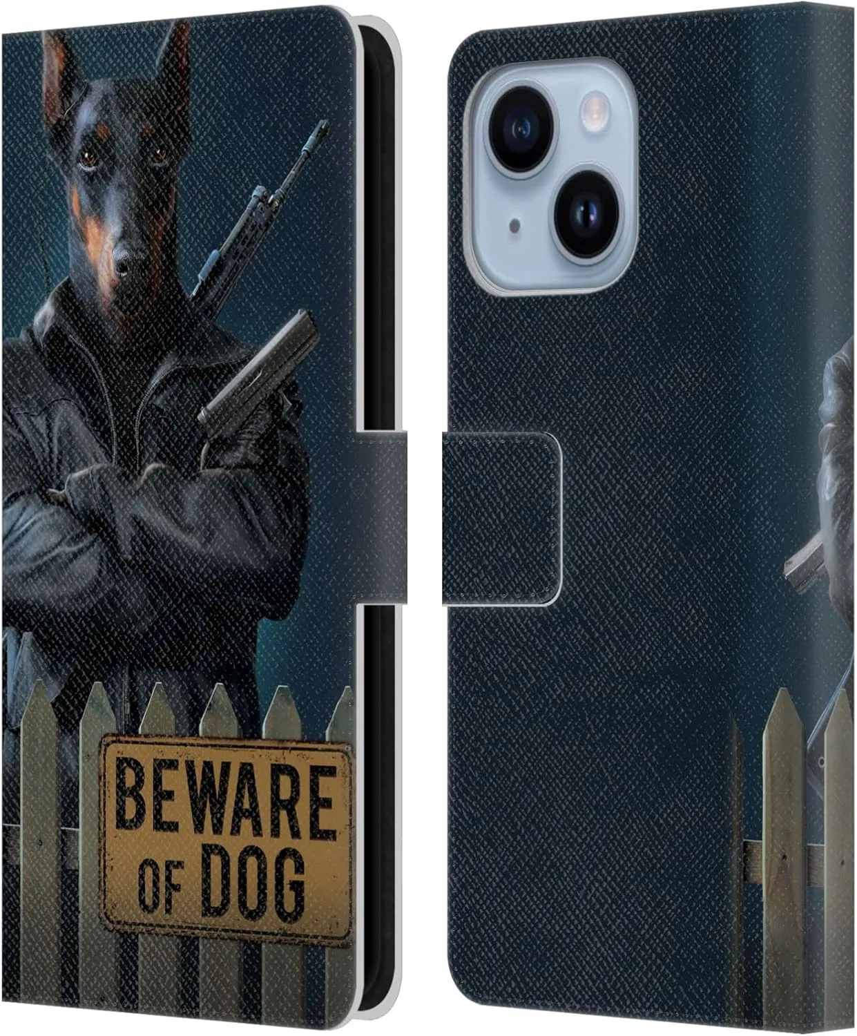 Head Case Designs Officially Licensed Vincent HIE Beware of Dog Canidae Leather Book Wallet Case Cover Compatible with Apple iPhone 14 Plus