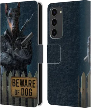 Head Case Designs Officially Licensed Vincent HIE Beware of Dog Canidae Leather Book Wallet Case Cover Compatible with Samsung Galaxy S23  5G