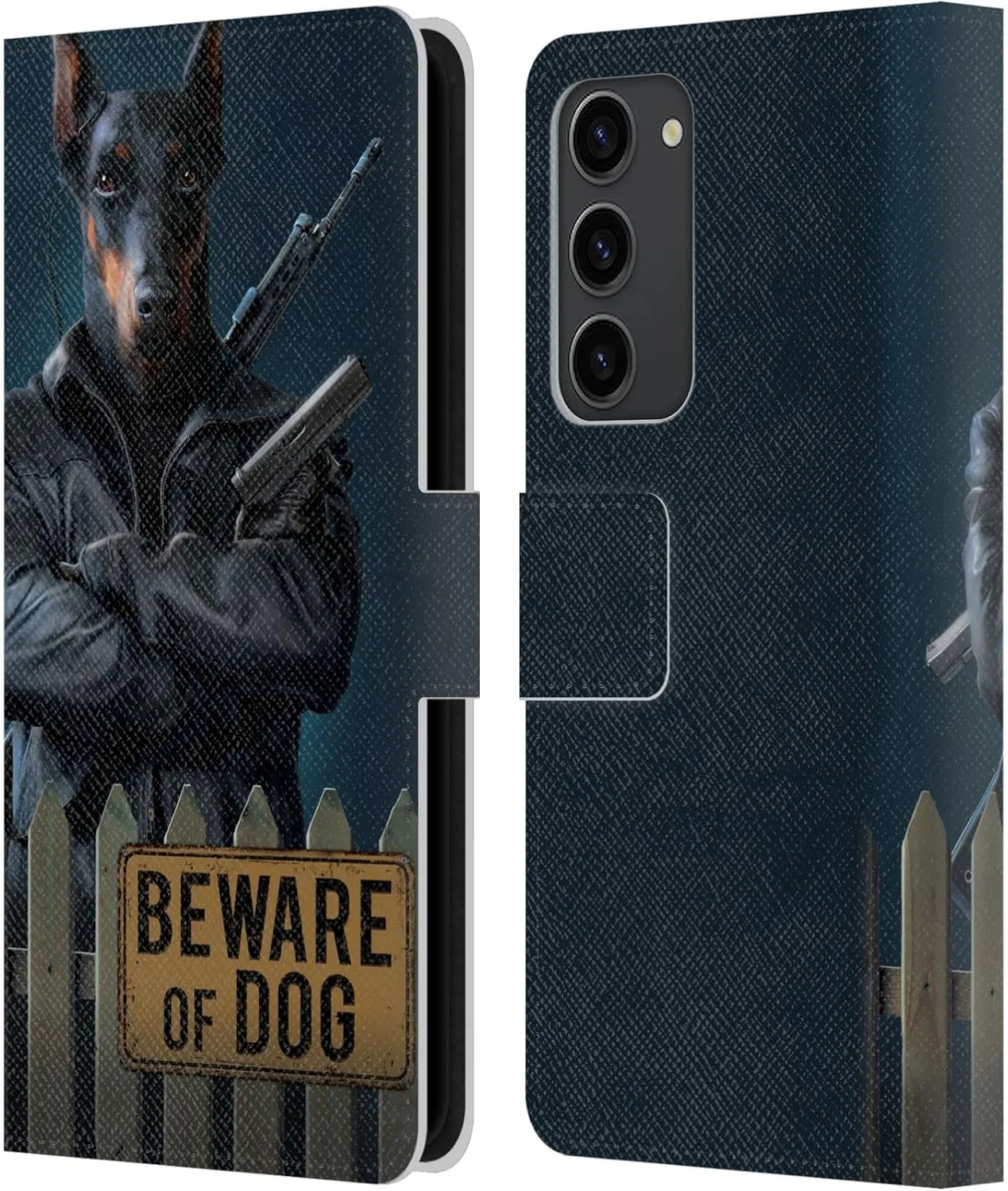 Head Case Designs Officially Licensed Vincent HIE Beware of Dog Canidae Leather Book Wallet Case Cover Compatible with Samsung Galaxy S23  5G