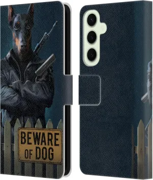 Head Case Designs Officially Licensed Vincent HIE Beware of Dog Canidae Leather Book Wallet Case Cover Compatible with Samsung Galaxy S25 