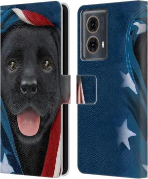 Head Case Designs Officially Licensed Vincent HIE Black Labrador Canidae Leather Book Wallet Case Cover Compatible with Motorola Moto G85