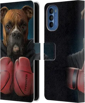 Head Case Designs Officially Licensed Vincent HIE Boxer Canidae Leather Book Wallet Case Cover Compatible with Motorola Moto G41