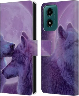 Head Case Designs Officially Licensed Vincent HIE Loving Wolves Canidae Leather Book Wallet Case Cover Compatible with Motorola Moto G04/G04s/G24 4G