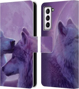 Head Case Designs Officially Licensed Vincent HIE Loving Wolves Canidae Leather Book Wallet Case Cover Compatible with Samsung Galaxy S21 5G