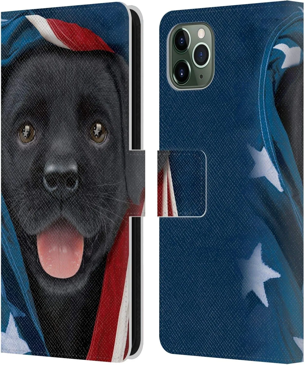 Head Case Designs Officially Licensed Vincent HIE Patriotic Black Lab Canidae Leather Book Wallet Case Cover Compatible with Apple iPhone 11 Pro Max