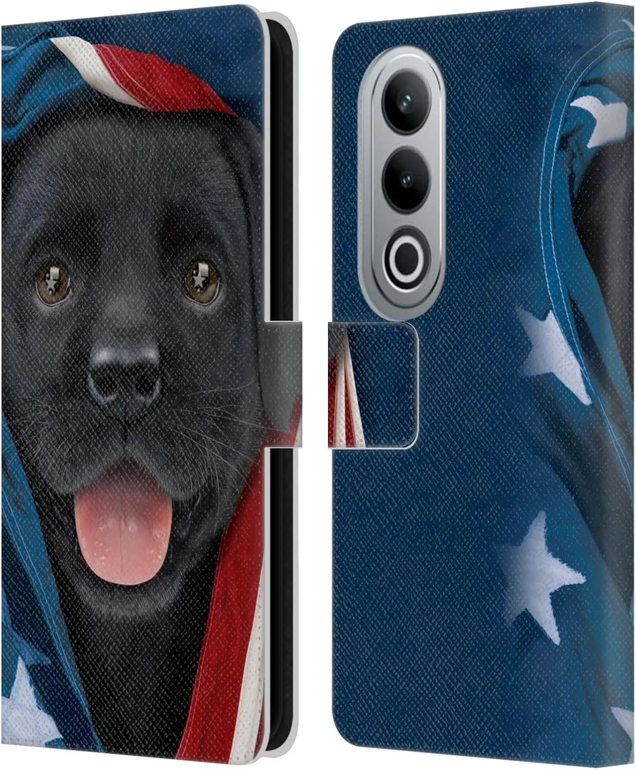 Head Case Designs Officially Licensed Vincent HIE Patriotic Black Lab Canidae Leather Book Wallet Case Cover Compatible with OnePlus Ace 3V 5G