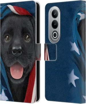 Head Case Designs Officially Licensed Vincent HIE Patriotic Black Lab Canidae Leather Book Wallet Case Cover Compatible with OnePlus Ace 3V 5G